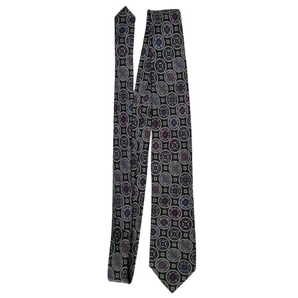 Burma Bibas Other - Burma Bibas Mens Silk Tie 3"x58.5" Silver Blue Black Purple